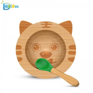 Ympäristöystävällinen vauvan ruokinta Bambu vauvanlevy silikoni vauvan levyn imu vuoto todiste bambu imu levy
